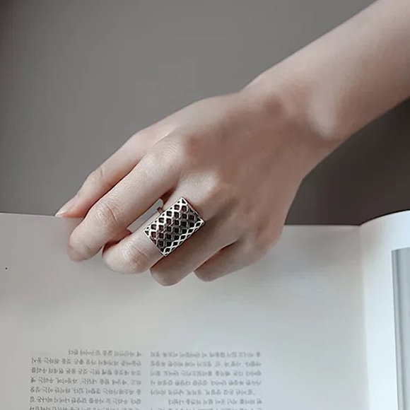 NEW STERLING SILVER BOHO GEOMETRIC ADJUSTABLE RING - Picture 3 of 6